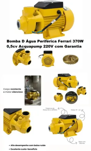 Bomba D Água Periférica Ferrari 370W 0,5cv Acquapump 220V Garantia Puxa água até 8 metros
