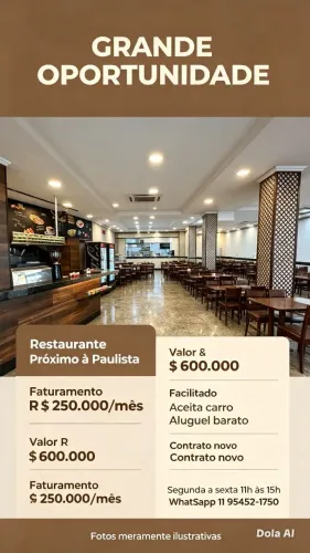 Restaurante luxo próximo à Avenida Paulista.