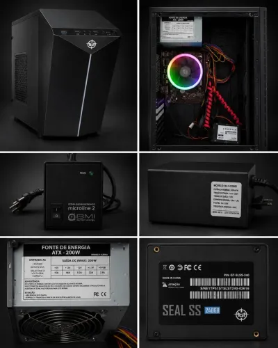 Gabinete TGT PALADIN placa mãe asus Ssd 244gb Cooler Mancer Fonte 200w
