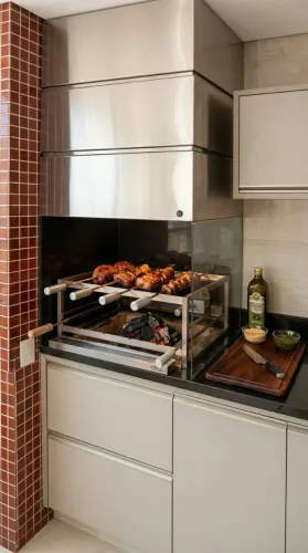 Kit Churrasqueira Refracon Linha Box Inox Completa + Exaustor + Iluminação