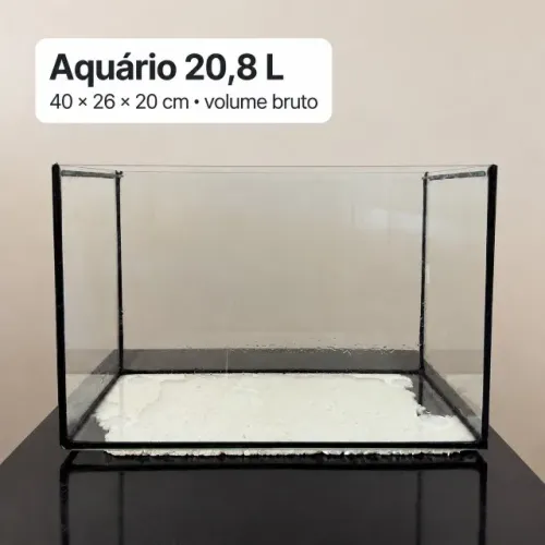 Aquário de vidro 20,8 litros - 40 x 26 x 20 cm