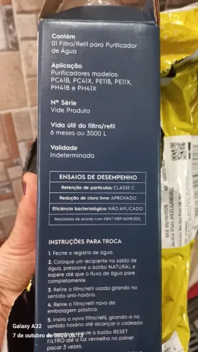 Refil de purificador de água eletrolux