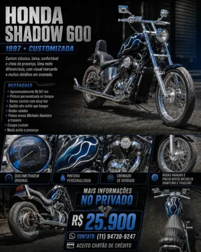 ? HONDA SHADOW VT600 1997 CUSTOMIZADA