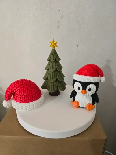 Kit Natal Gorro, pinguim e arvore