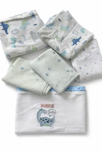 kit 6 cueiros de bebê dinossauro e estrelas