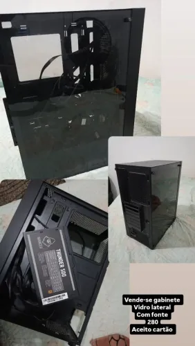 Gabinete, com tampa de vidro e fonte mancer 500w