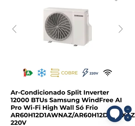 Compressor ar Samsung 12mil Btu