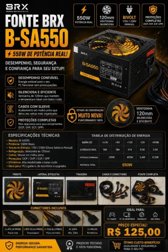 Fonte 550w 80plus bronze