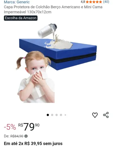 Colchão impermeável comprei mais achei muito grande pro colchão do meu Pet 