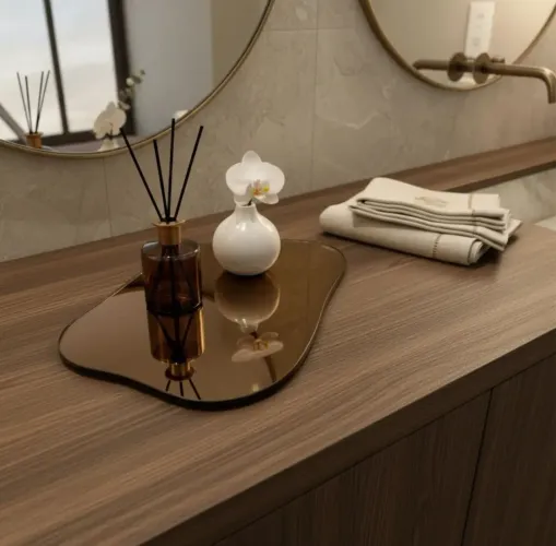 Bandeja espelhada decorativa lavabo / sala 