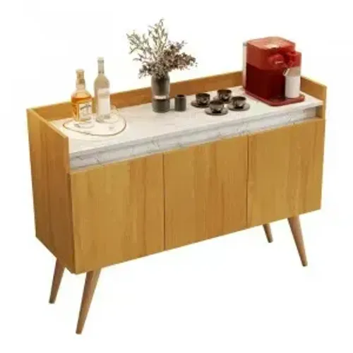 Buffet Gold Marmorizado 3 portas Mel/Marmore Branco