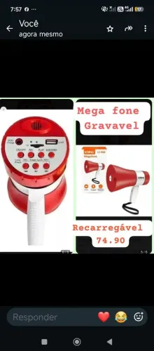 Mega rádio recarregável gravavel
