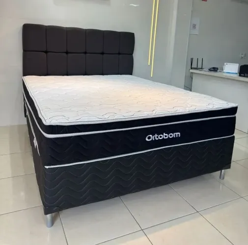 Cama Box Queen Elegant Super Pocket - Ortobom (Base Bipartida + Colchão)