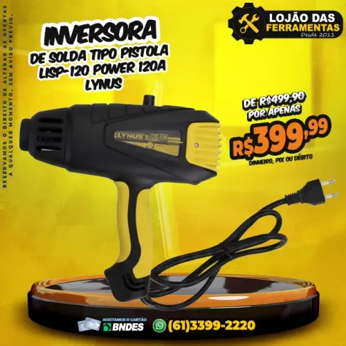 Inversora de Solda Tipo Pistola LISP-120 Power 120A Lynus