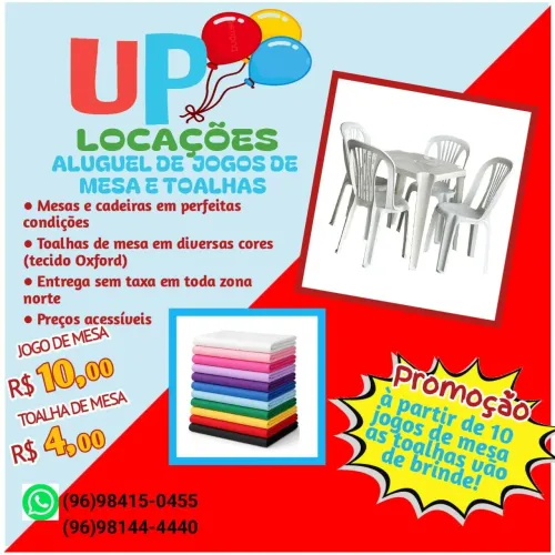 Aluguel de jogos de mesas com as toalhas de brinde!!! 