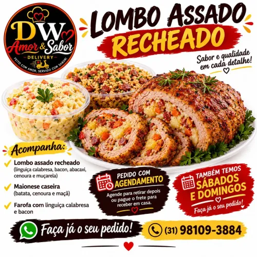 Lombo Recheado com Maionesebe Farofa - Contagem