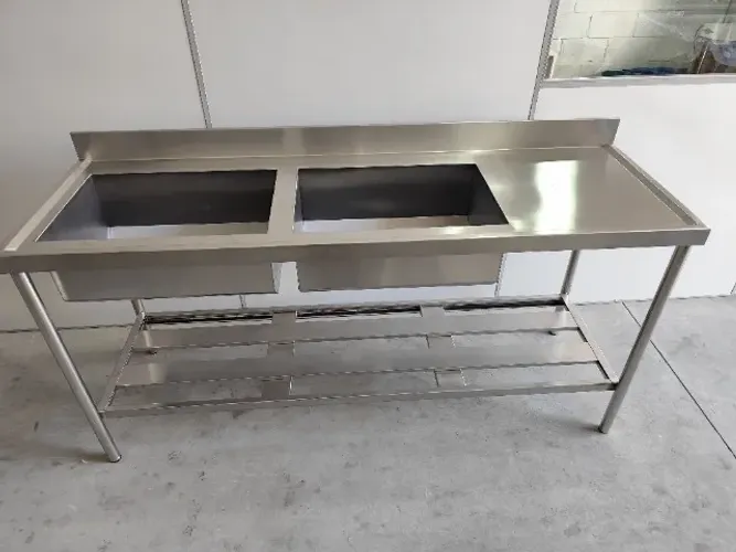 Pia inox dupla cuba 1,80m chapa 22 profissional 