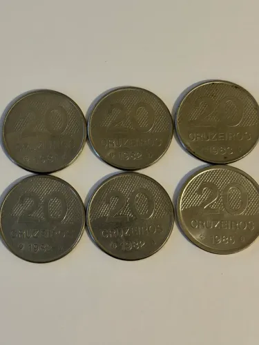 Lote com 6 Moedas- 20 Cruzeiros, Anos Diversos