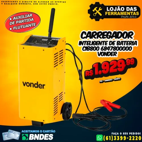 Carregador Inteligente de Bateria CIB800 Bivolt Vonder