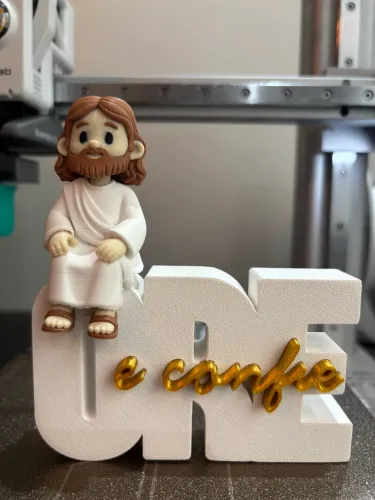 Peças decorativas cristãs em impressão 3D - Ore e Confie + Mini Jesus