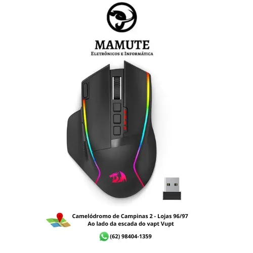 Mouse Wireless Redragon Swain Sem Fio 16000 DPI RGB