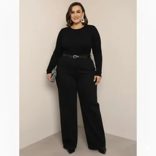 Calça wide leg preta plus size! Tamanho 52/54