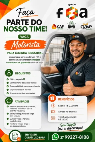 VAGA MOTORISTA C/EXPERIÊNCIA