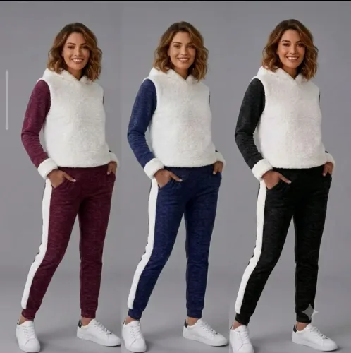 Conjunto feminino peluciado quentinho para inverno