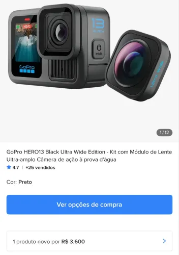 GoPro hero 13 black ultra wide edition -kit com módulo de lente ultra-amplo