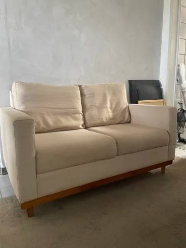 Sofá 2 Lugares Mesquita Linho 145cm Palha - Estofart