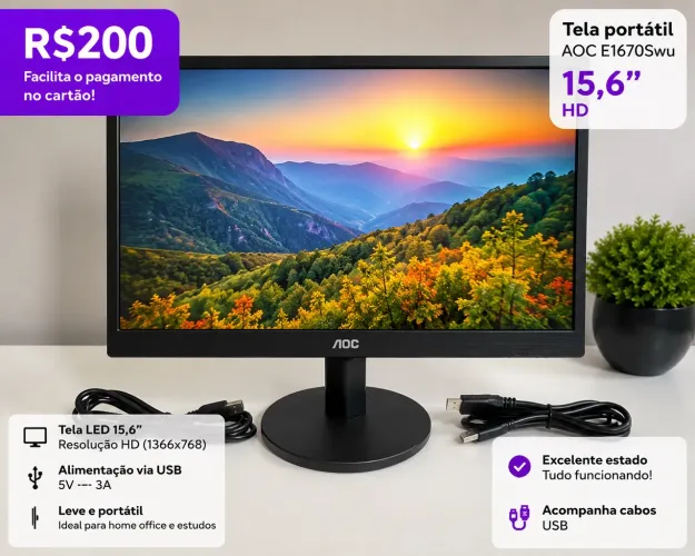 Tela 15.6 polegadas AOC