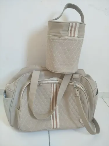 bolsa grande marca: arte do bebê + porta mamadeira