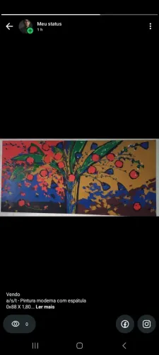 Tela em acrílico. Pintura moderna com espátula. 0,88 X 1,80. Ano 2000