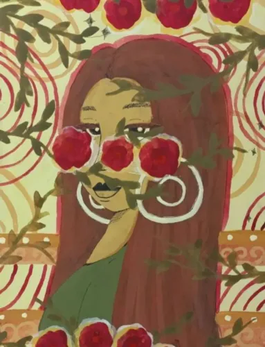 Quadro "a mulher no jardim"