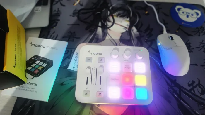 Mesa De Som Maono Caster G1 Neo Rgb Branco - G1 Neo Mixer de áudio