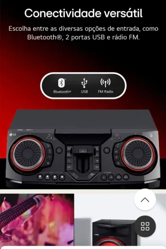Som Mini System LG XBOOM - 2350W Graves Potentes, Karaokê, DJ Set e Party CL87