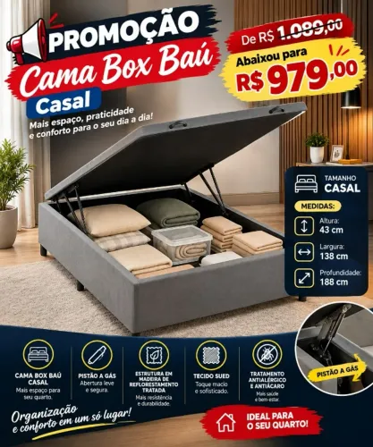 Base Baú Casal cinza
