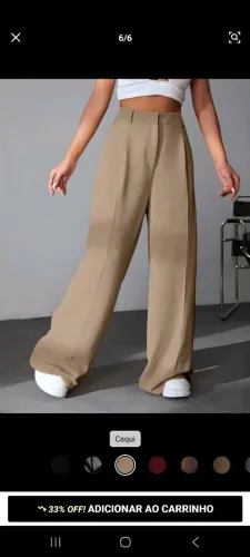 Calça pantalona alfaiataria bege