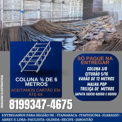Coluna Cintura Sapata Varão ferragem nova de fábrica frete grátis 