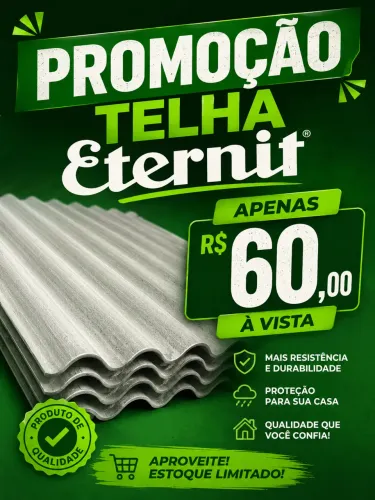 Telha 2,44x1,10 Eternit 60 a vista retirada, entrega a vista 62