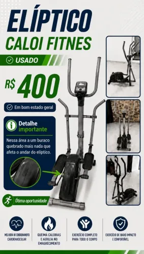Elíptico Caloi fitnes cinza