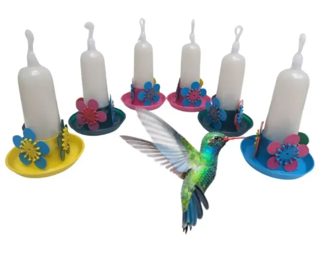Recipiente bebedouro decorativo com flor beija flor