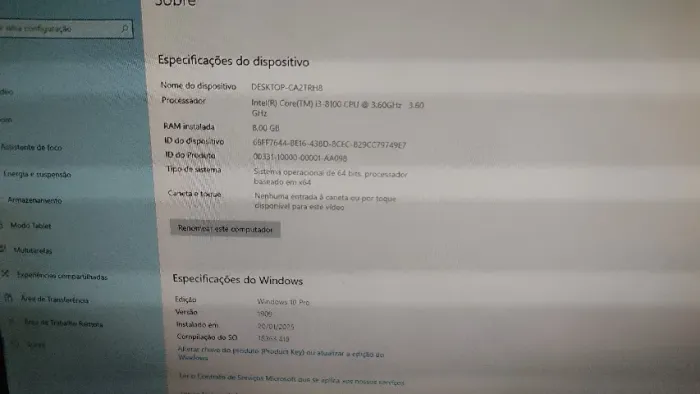 PC Core I3 8100, 8GB de RAM, HD 320gb, placa de vídeo GTX 550 TI 1gb