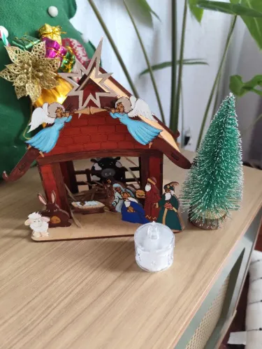 Lindo Presépio MDF com mini árvore natal