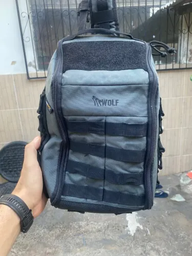 Mochila Transversal Wolf Attack 9mm Preta Cordura 1000d Zíper Ykk®