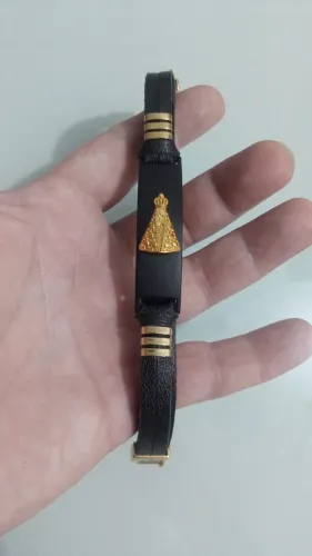 Pulseira Nossa Senhora Aparecida em couro