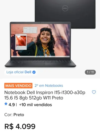 Notebook DELL I15 - 1300 A30P i5 NOVO LACRADO 
