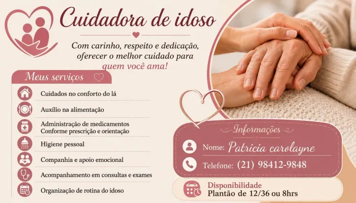 Sou cuidadora de idoso 