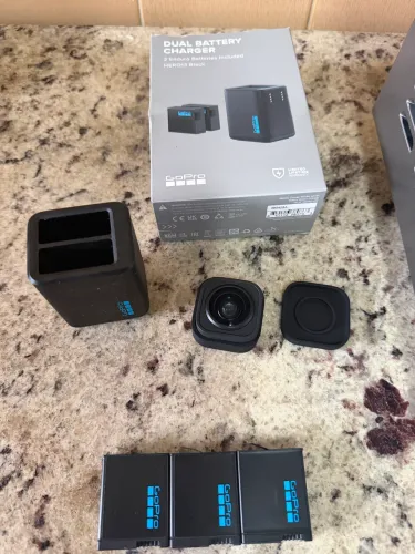 Carregador duplo de bateria GoPro hero 13+ 3 baterias +lente ultra angular
