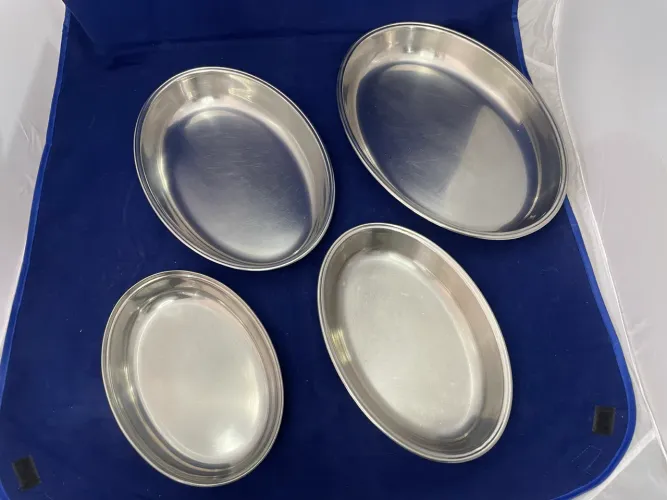 Conjunto Travessas De Inox Oval Funda